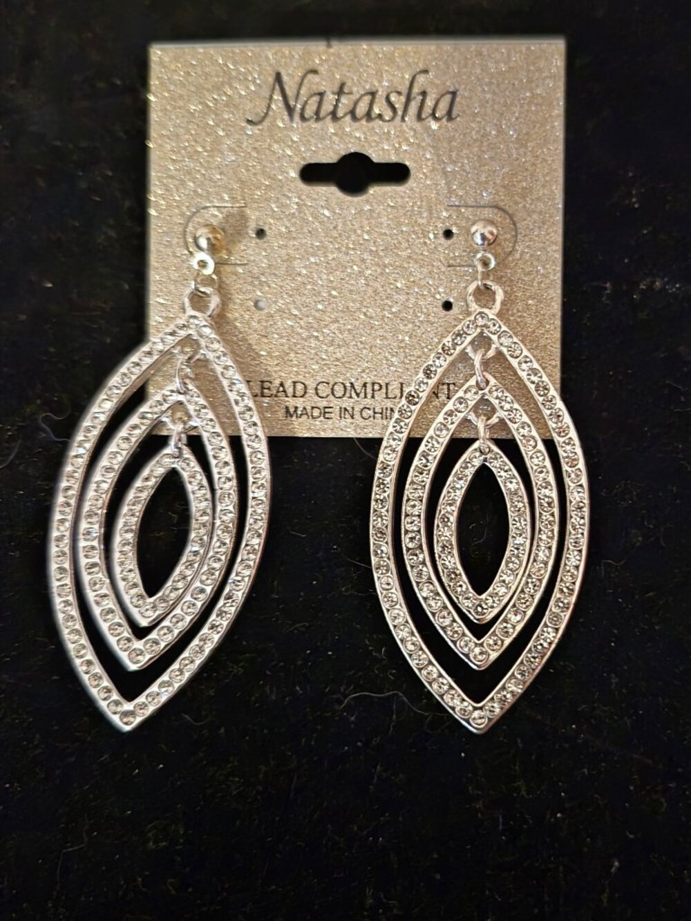 Natasha Statement Silvertone Clear Rhinestone Earrings